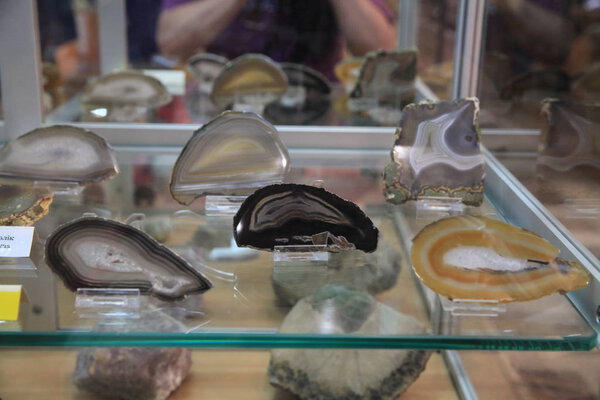 Exhibits of the Geological Museum of Precious and Decorative Stones, Khoroshiv, Zhytomyr Region, Ukraine.