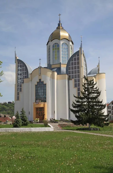 Cathedral of the Holy Apostles Peter and Paul of the Ukrainian Greek Catholic Church,   in the town of Chortkov, Ternopil region, Ukraine. The city received the Magdeburg right in 1522, the same date being the first written mention of Chortkiv