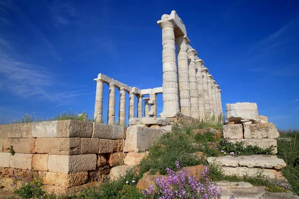 Ruïnes Van Tempel Van Poseidon Bij Legendarische Kaap Sounion Griekenland — Stockfoto