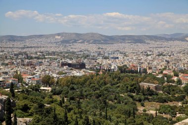 Panorama, Atina, Yunanistan 'ın Akropolis' in yüksekliğinden manzarası.