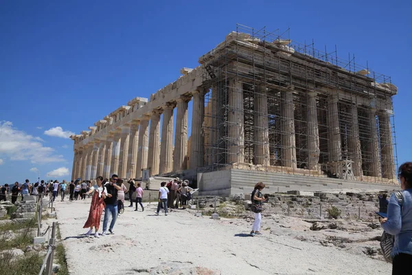 Athéni Akropolisz Egy Templomkomplexum Ahol Imádkoztak Görög Istenekhez Áldozatokat Ajánlottak — Stock Fotó