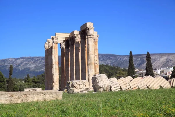 Олімпіаон Храм Зевса Олімпійського Найбільший Храм Греції Афінах 500 Метрів — стокове фото
