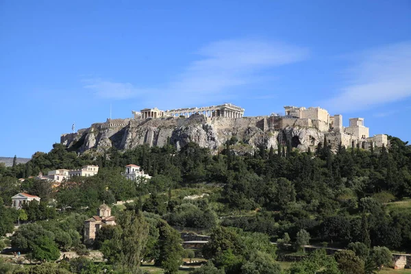 Atheense Akropolis Een Complex Van Tempels Waar Gebeden Werden Geofferd — Stockfoto