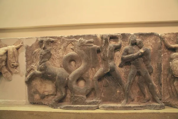 Utställningarna Delphic Museum Grekland Unika Skulpturer Och Statyer Hushållsföremål Och — Stockfoto