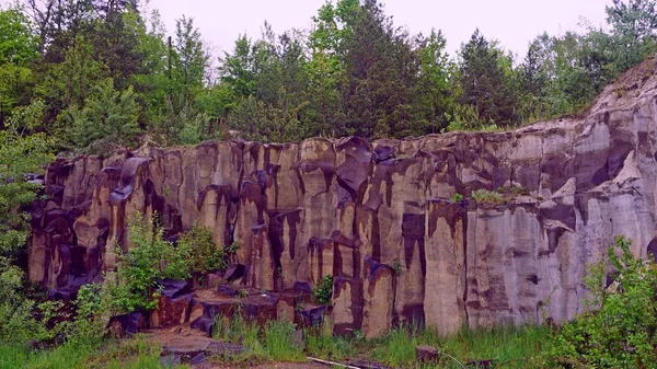 Basalt Pillars Unique Work Nature Black Gold Ukraine Located Kostopolsky — Stock Photo, Image