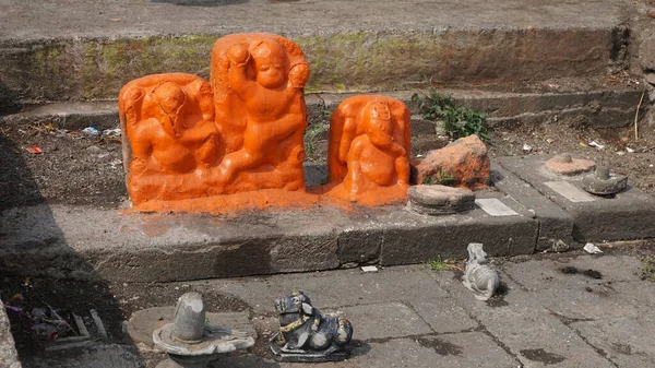 Malý Oltář Promenádě Nashik Maháráštra Indie Zasvěcený Bohu Hanumanovi Jedné — Stock fotografie