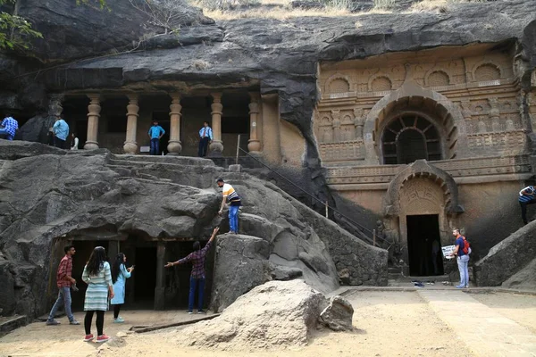 Pandava Grotten Een Complex Van Grotten Eeuw Voor Christus Eeuw — Stockfoto