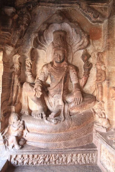 Stone Sculptures Hindu Jain Buddhist Cave Temples Badami Karnataka South — Stock Photo, Image