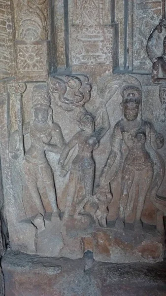 Estatuas Piedra Tallas Templos Hindúes Complejo Pattadakal Karnataka India — Foto de Stock