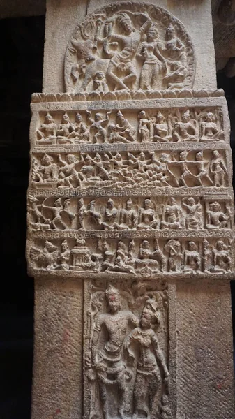 Estatuas Piedra Tallas Templos Hindúes Complejo Pattadakal Karnataka India — Foto de Stock