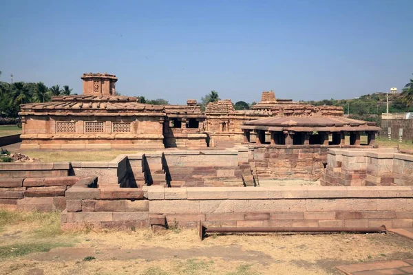 Védett Emlékek Hindu Templomok Régészeti Múzeum Aihole Karnataka India — Stock Fotó