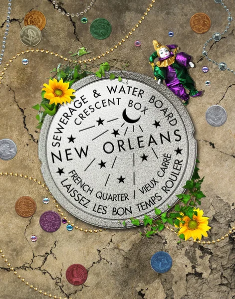 New Orleans Crescent City Louisiana Watermeter bakgrund — Stockfoto