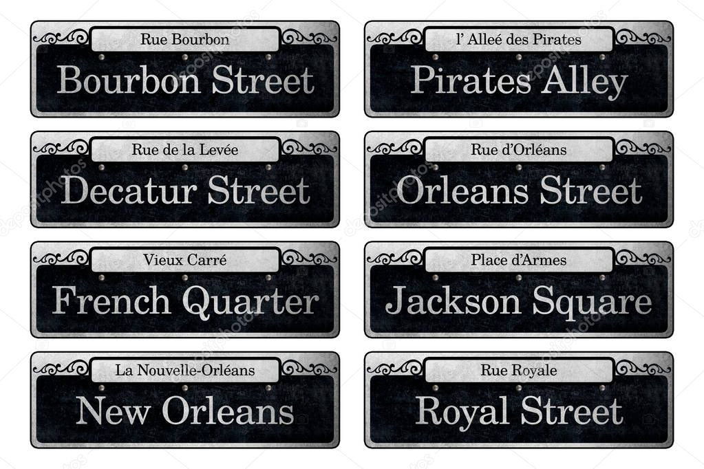 Digital street signs of the French Quarter, New Orleans, Louisiana