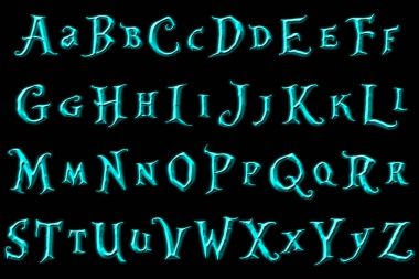 Dijital el işi tipografi alfabe koleksiyon üzerinde beyaz izole