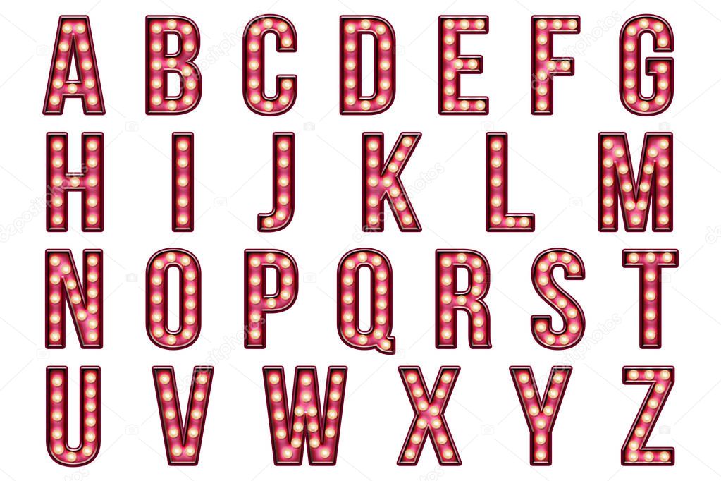 Digital handcrafted typography alphabet collection isolated on white