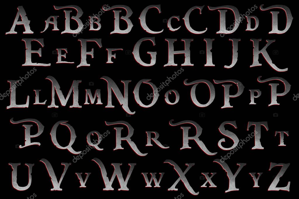 Digital handcrafted typography alphabet collection isolated on white