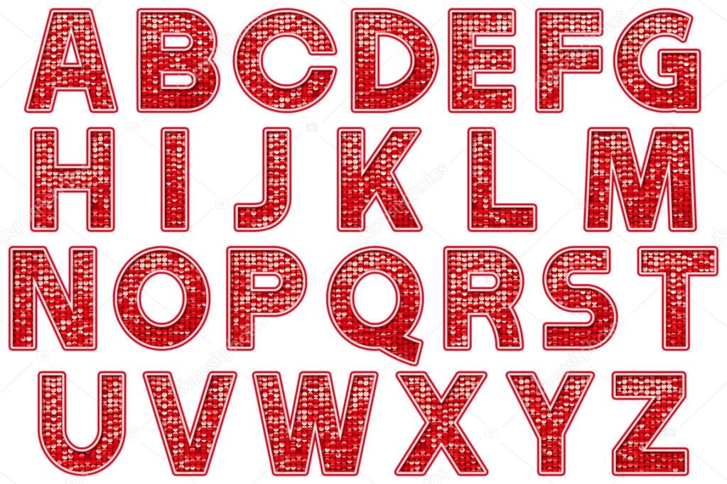 Digital handcrafted typography alphabet collection isolated on white
