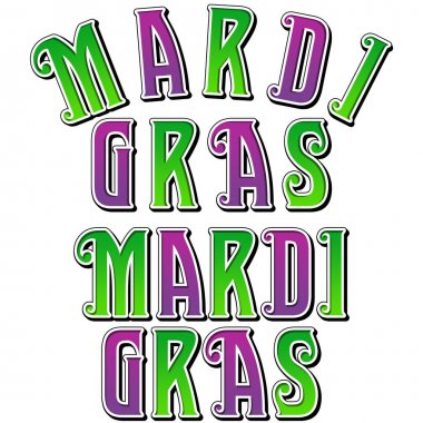 Mardi Gras yeni Orleans Louisiana tipografi üzerinde beyaz izole