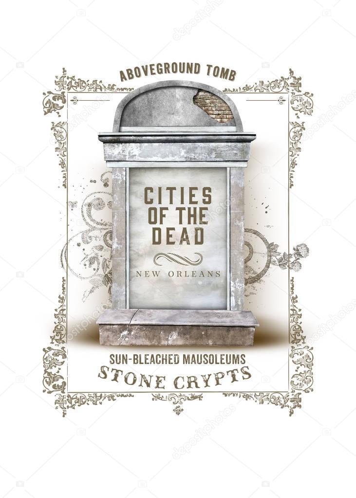 Digital handcrafted artwork of culture in French Quarter, New Orleans, Louisiana