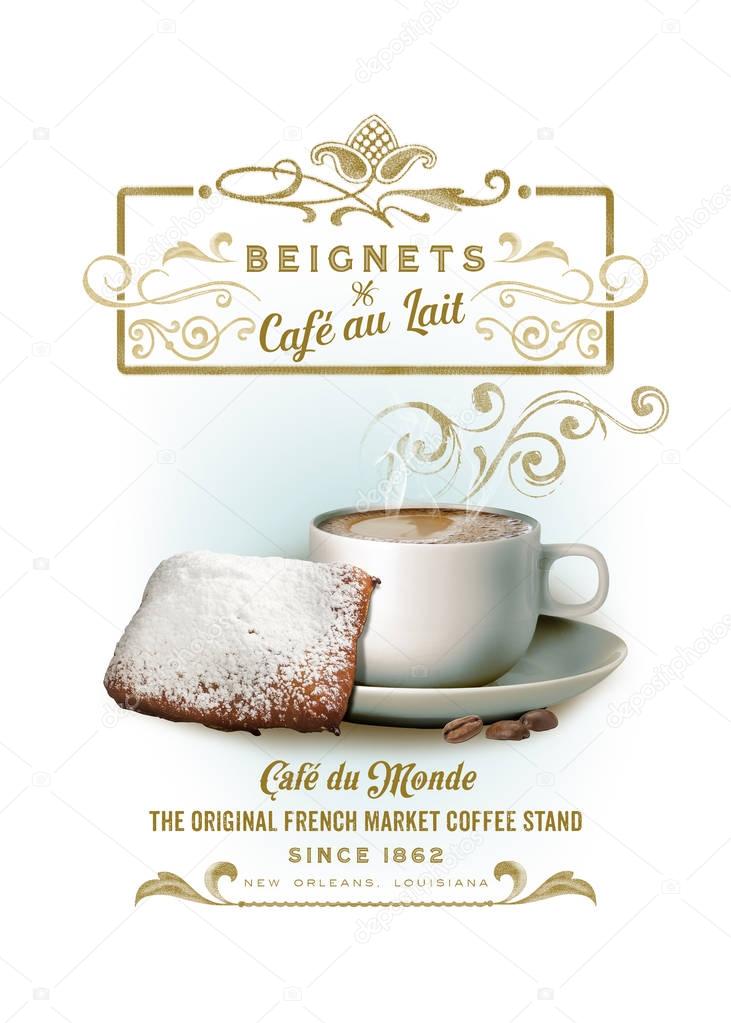 Digital handcrafted artwork of culture in French Quarter, New Orleans, Louisiana