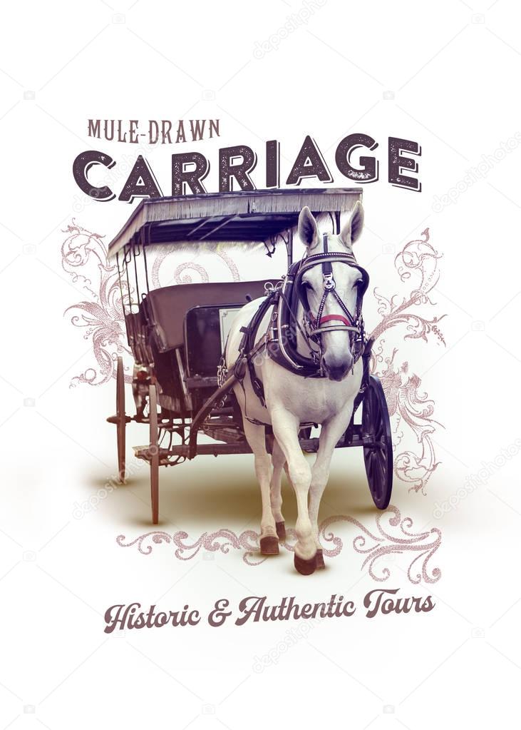 Digital handcrafted artwork of culture in French Quarter, New Orleans, Louisiana