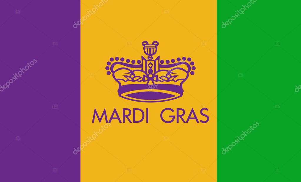 Digital graphic design of Mardi Gras typography isolated on white