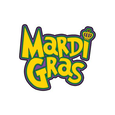 Mardi Gras yeni Orleans Louisiana tipografi üzerinde beyaz izole