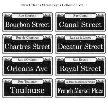 New Orleans Street Signs Collection for Wedding Table Cards clipart