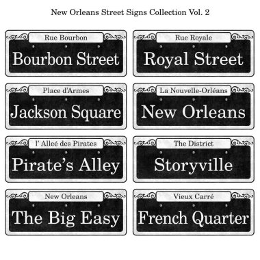 Düğün masa kartları için koleksiyonu New Orleans sokak işaretleri