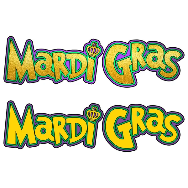 Mardi gras new orlean louisiana typografie isoliert auf weiß — Stockfoto