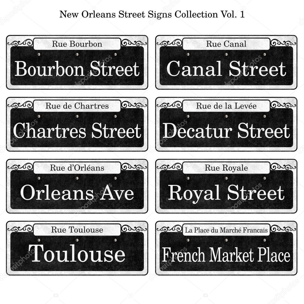 New Orleans Louisiana French Quarter street sign collection