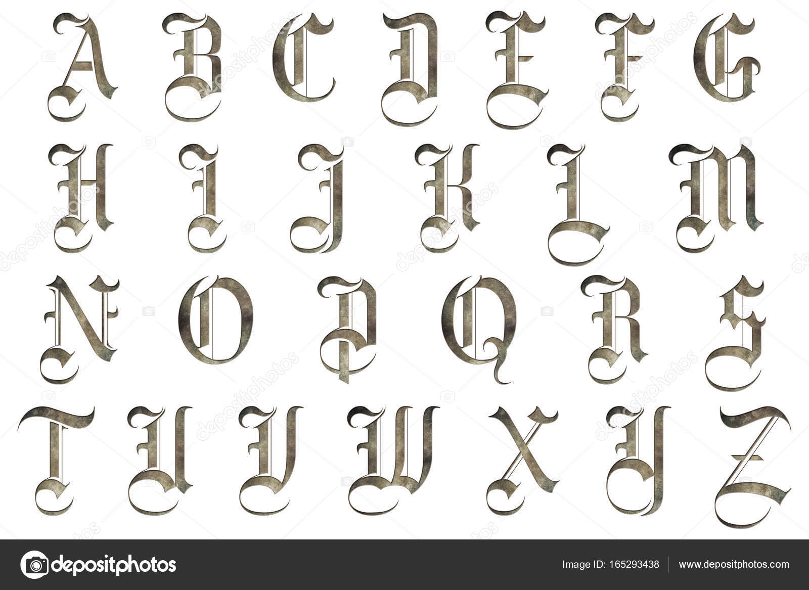 Medieval Renaissance Gothic Alphabet Collection Letters Stock Photo by ...