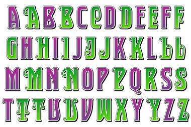 Jester Mardi Gras Alphabet Collection Letters clipart