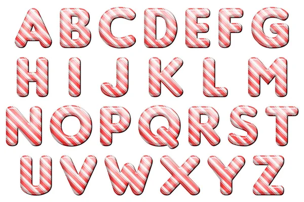 Candy Cane Christmas Alphabet Collection Letters — Stock Photo, Image