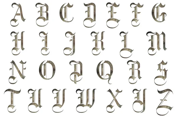 Alphabet gothique Renaissance médiévale Lettres — Photo