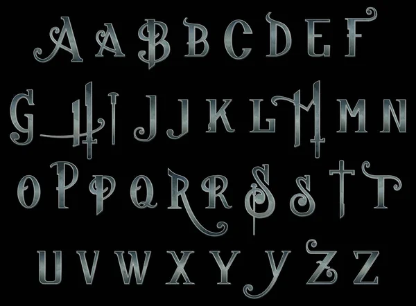 Metal Fantasy Alphabet Collection Letters — Stock Photo, Image
