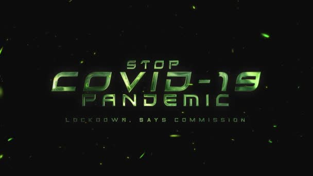 Πράσινο Κείμενο Stop Covid Πανδημία Animation — Αρχείο Βίντεο