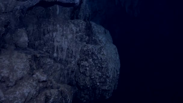 Uvnitř tmavé pod vodní jeskyně, Palau — Stock video