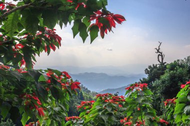 Güzel manzara ile Kuzey Tayland, Chiang Mai province doğal arka plan için mavi ve sisli mountaines sıra. Doi Pui hmong Köyü bakış açısı. Mae hong son.