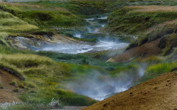 İzlanda'daki jeotermal alanda sıcak akışı — Stok fotoğraf