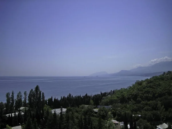 Θέα Στη Θάλασσα Από Παράκτια Βουνά Παράκτιοι Λόφοι Περιβάλλονται Από — Φωτογραφία Αρχείου