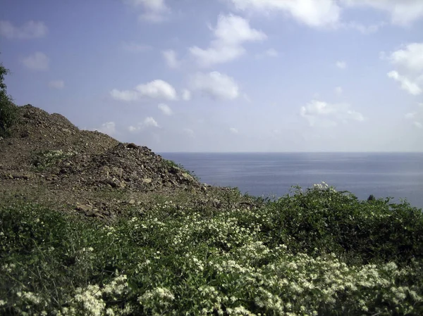 Meerblick Von Den Küstenbergen Die Küstenhügel Sind Von Dichter Vegetation — Stockfoto