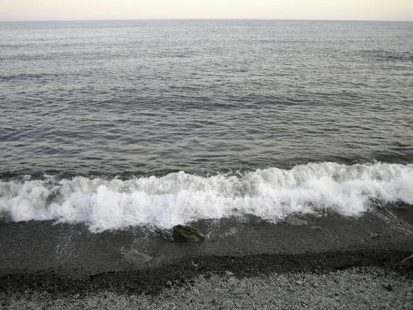 Horizon Plat Entre Ciel Mer Coucher Soleil Par Temps Clair — Photo