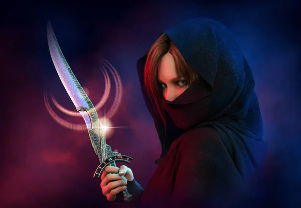 Assassin féminin, 3d CG — Photo