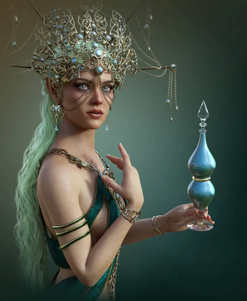 Computer Graphics Fairy Fantasy Headdress Flask — Stockfoto