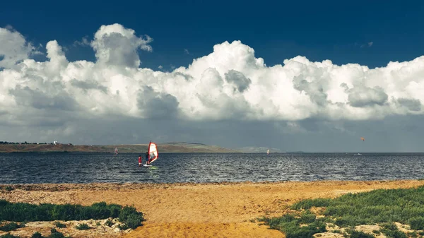 Training In Windsurfing Lessons Summer Holiday Vacation Surfing Concept — Stock Photo, Image