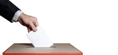 Seçmen zarf el oy oy izole tutar. Özgürlük demokrasi kavramı