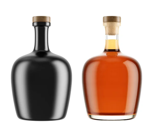 Duas garrafas preto e marrom — Fotografia de Stock