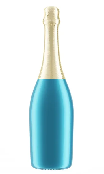 Botella de champán azul — Foto de Stock