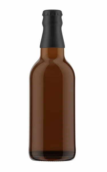 Nahoře na hnědé lahvi vychlazené pivo — Stock fotografie